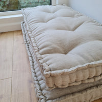 Hemp Custom madeWindow Mudroom Floor bench cushion filled organic hemp fiber in natural non-dyed linen fabric unique all natural pillow