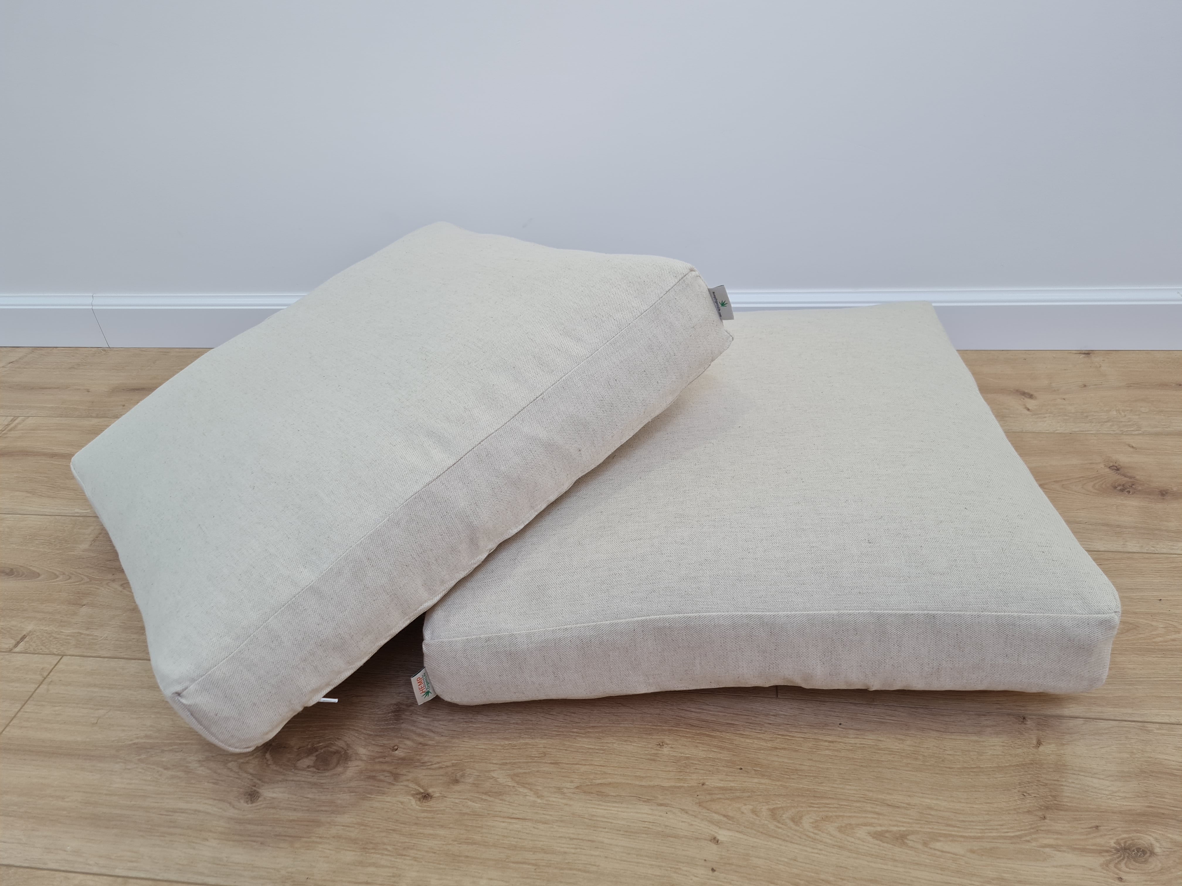Hemp cushion with removable cover Hemp fiber filling in cotton fabric with linen cover Floor cushion custom made size