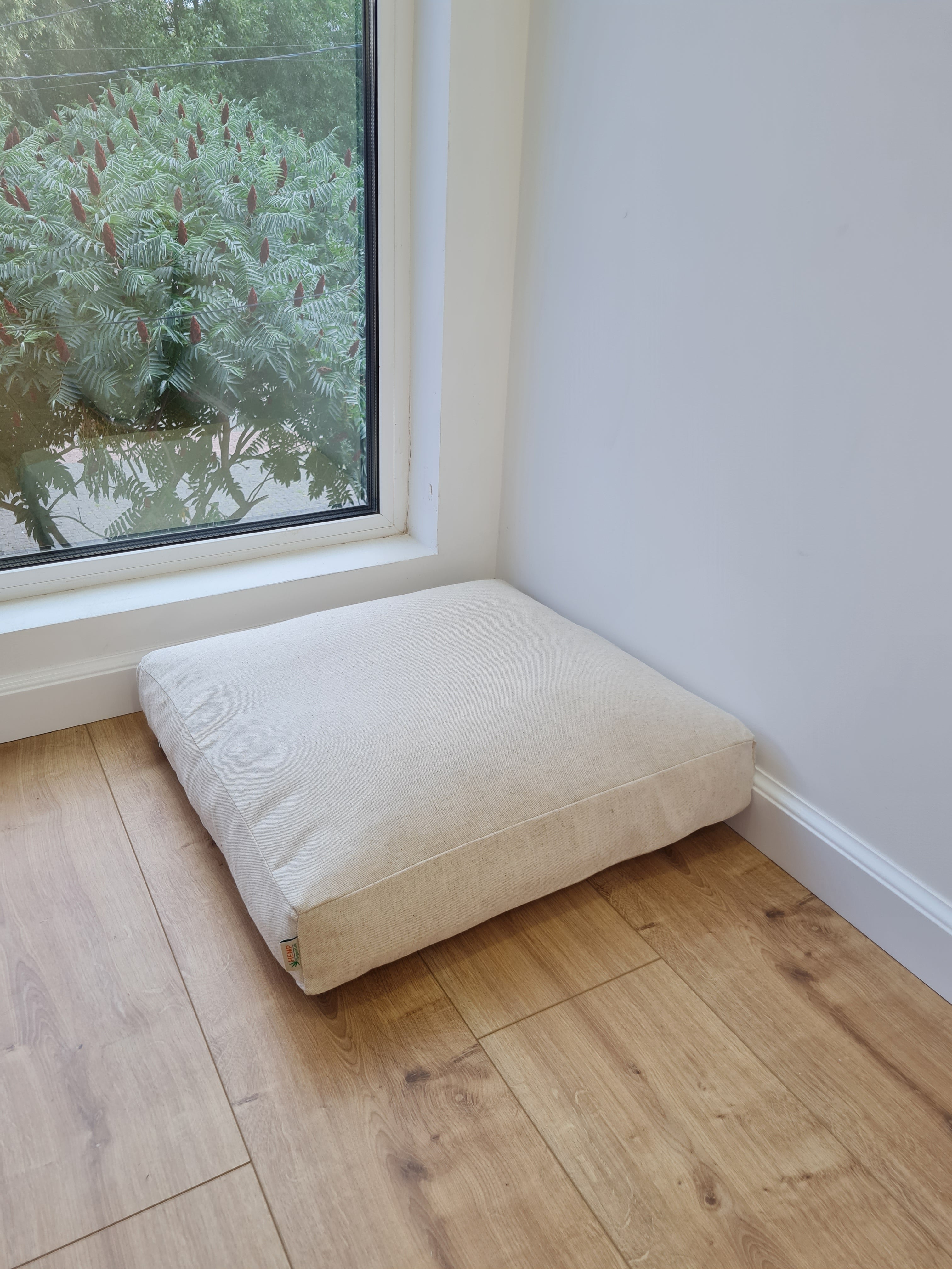 Hemp cushion with removable cover Hemp fiber filling in cotton fabric with linen cover Floor cushion custom made size