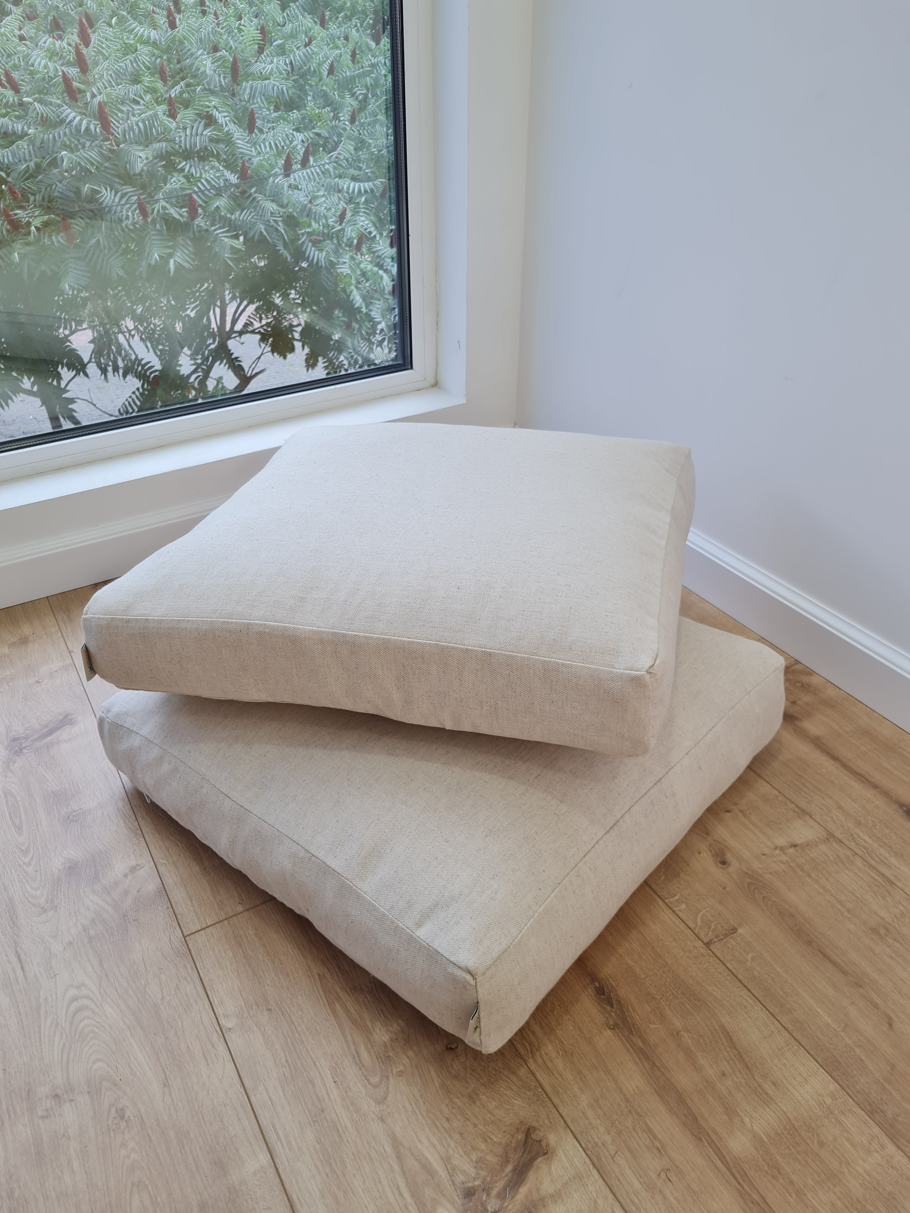 Hemp cushion with removable cover Hemp fiber filling in cotton fabric with linen cover Floor cushion custom made size