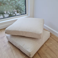 Hemp cushion with removable cover Hemp fiber filling in cotton fabric with linen cover Floor cushion custom made size