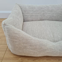 HEMP pet bed in natural non-dyed variegated gray linen fabric filled organic HEMP Fiber - mat carpet - house for cats organic