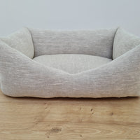 HEMP pet bed in natural non-dyed variegated gray linen fabric filled organic HEMP Fiber - mat carpet - house for cats organic