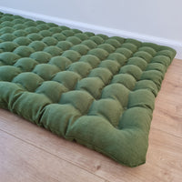 Natural linen floor topper filled organic buckwheat hulls filling yoga mat multi chamber futon in non-dyed Linen fabric