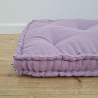 Hemp Custom madeWindow Mudroom Floor bench cushion filled organic hemp fiber in natural lilac linen fabric unique all natural pillow