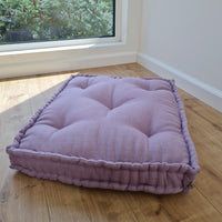 Hemp Custom madeWindow Mudroom Floor bench cushion filled organic hemp fiber in natural lilac linen fabric unique all natural pillow