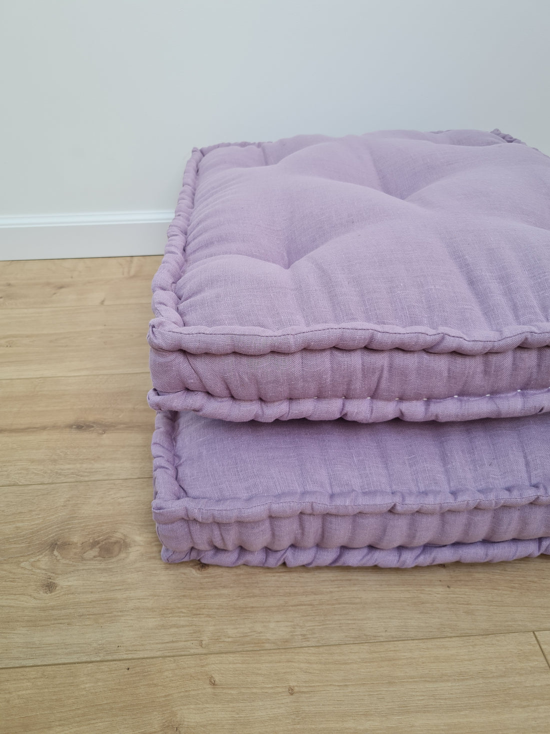 Hemp Custom madeWindow Mudroom Floor bench cushion filled organic hemp fiber in natural lilac linen fabric unique all natural pillow