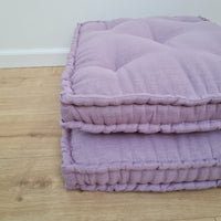 Hemp Custom madeWindow Mudroom Floor bench cushion filled organic hemp fiber in natural lilac linen fabric unique all natural pillow