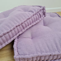 Hemp Custom madeWindow Mudroom Floor bench cushion filled organic hemp fiber in natural lilac linen fabric unique all natural pillow