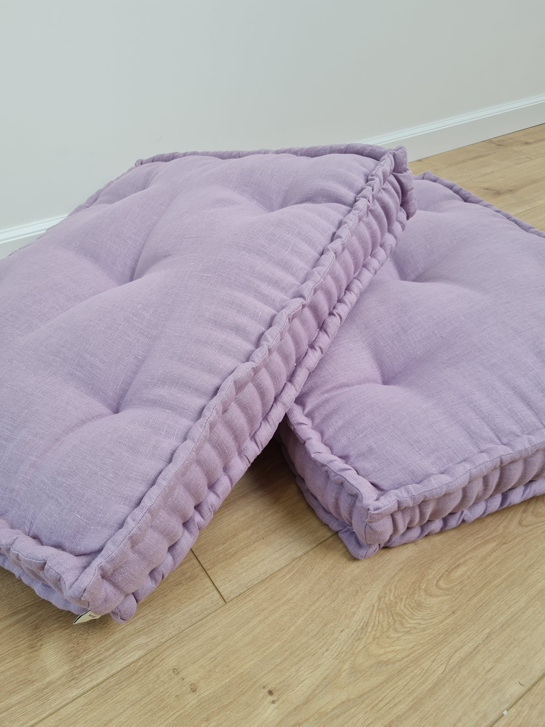 Hemp Custom madeWindow Mudroom Floor bench cushion filled organic hemp fiber in natural lilac linen fabric unique all natural pillow