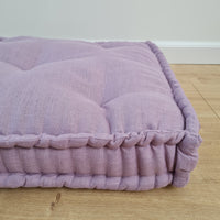 Hemp Custom madeWindow Mudroom Floor bench cushion filled organic hemp fiber in natural lilac linen fabric unique all natural pillow
