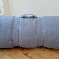 Kindergarten Hemp Linen Sleeping Bag with Pillow School Nap Mat Kids Organic Hemp Fiber Filling in light blue Linen Fabric, hand made