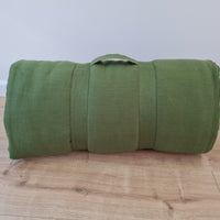 Kindergarten Hemp Linen Sleeping Bag with Pillow School Nap Mat Kids Organic Hemp Fiber Filling in green Linen Fabric blanket, hand made