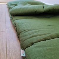 Kindergarten Hemp Linen Sleeping Bag with Pillow School Nap Mat Kids Organic Hemp Fiber Filling in green Linen Fabric blanket, hand made