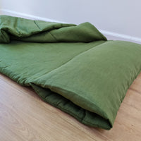 Kindergarten Hemp Linen Sleeping Bag with Pillow School Nap Mat Kids Organic Hemp Fiber Filling in green Linen Fabric blanket, hand made