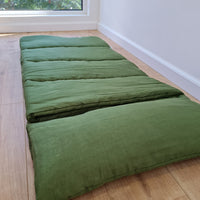 Kindergarten Hemp Linen Sleeping Bag with Pillow School Nap Mat Kids Organic Hemp Fiber Filling in green Linen Fabric blanket, hand made