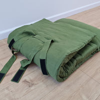 Kindergarten Hemp Linen Sleeping Bag with Pillow School Nap Mat Kids Organic Hemp Fiber Filling in green Linen Fabric blanket, hand made