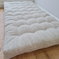 Hemp Linen cushion mat with organic hemp fiber filling in natural non dyed linen fabric window bench cushion custom made