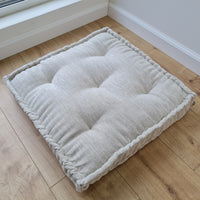 Hemp Custom madeWindow Mudroom Floor bench cushion filled organic hemp fiber in natural non-dyed light gray linen fabric all natural pillow