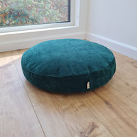 Round Hemp Cushion with Removable Green Velvet Cotton Cover Hemp Fiber Filling in Italian velvet fabric Floor cushion pillow custom made