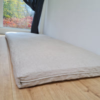 Linen Cover with zipper for shikibuton 3" thik in Grey Undyed Unbleached Natural Linen Fabric Queen Full, Twin, King Custom size