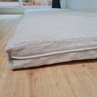 Linen Cover with zipper for shikibuton 3" thik in Grey Undyed Unbleached Natural Linen Fabric Queen Full, Twin, King Custom size