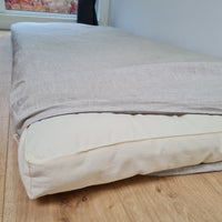 Linen Cover with zipper for shikibuton 3" thik in Grey Undyed Unbleached Natural Linen Fabric Queen Full, Twin, King Custom size