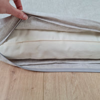 Linen Cover with zipper for shikibuton 3" thik in Grey Undyed Unbleached Natural Linen Fabric Queen Full, Twin, King Custom size