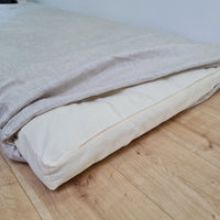 Linen Cover with zipper for shikibuton 3" thik in Grey Undyed Unbleached Natural Linen Fabric Queen Full, Twin, King Custom size