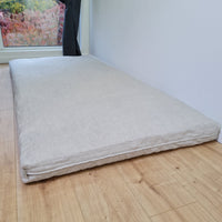 Linen Cover with zipper for shikibuton 3" thik in Grey Undyed Unbleached Natural Linen Fabric Queen Full, Twin, King Custom size