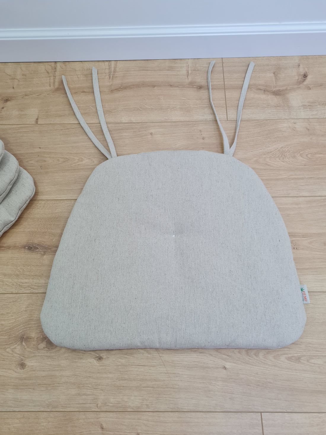 Hemp Linen seat cushion for chair with ties filled organic hemp fiber in natural non dyed linen fabric Chair Cushion Pillow seat custom size