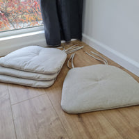 Hemp Linen seat cushion for chair with ties filled organic hemp fiber in natural non dyed linen fabric Chair Cushion Pillow seat custom size