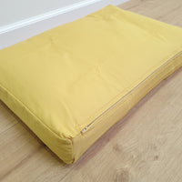 Hemp Pet Mat Pad Cushion Removable Cotton Water Repellent Cover in Pear Color Washable Organic Hemp Fiber Filler in Cotton Fabric Padded Dog