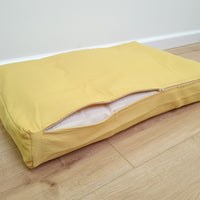 Hemp Pet Mat Pad Cushion Removable Cotton Water Repellent Cover in Pear Color Washable Organic Hemp Fiber Filler in Cotton Fabric Padded Dog