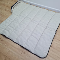 Natural Kids HEMP Linen Sleeping Bag with Hood in dark blue School Nap mat for Kids, camping van sleeping bag organic hemp fiber filling