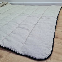 Natural Kids HEMP Linen Sleeping Bag with Hood in dark blue School Nap mat for Kids, camping van sleeping bag organic hemp fiber filling
