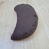 Linen meditation Crescent cushion filled with buckwheat hulls gift for him Yoga support pillow