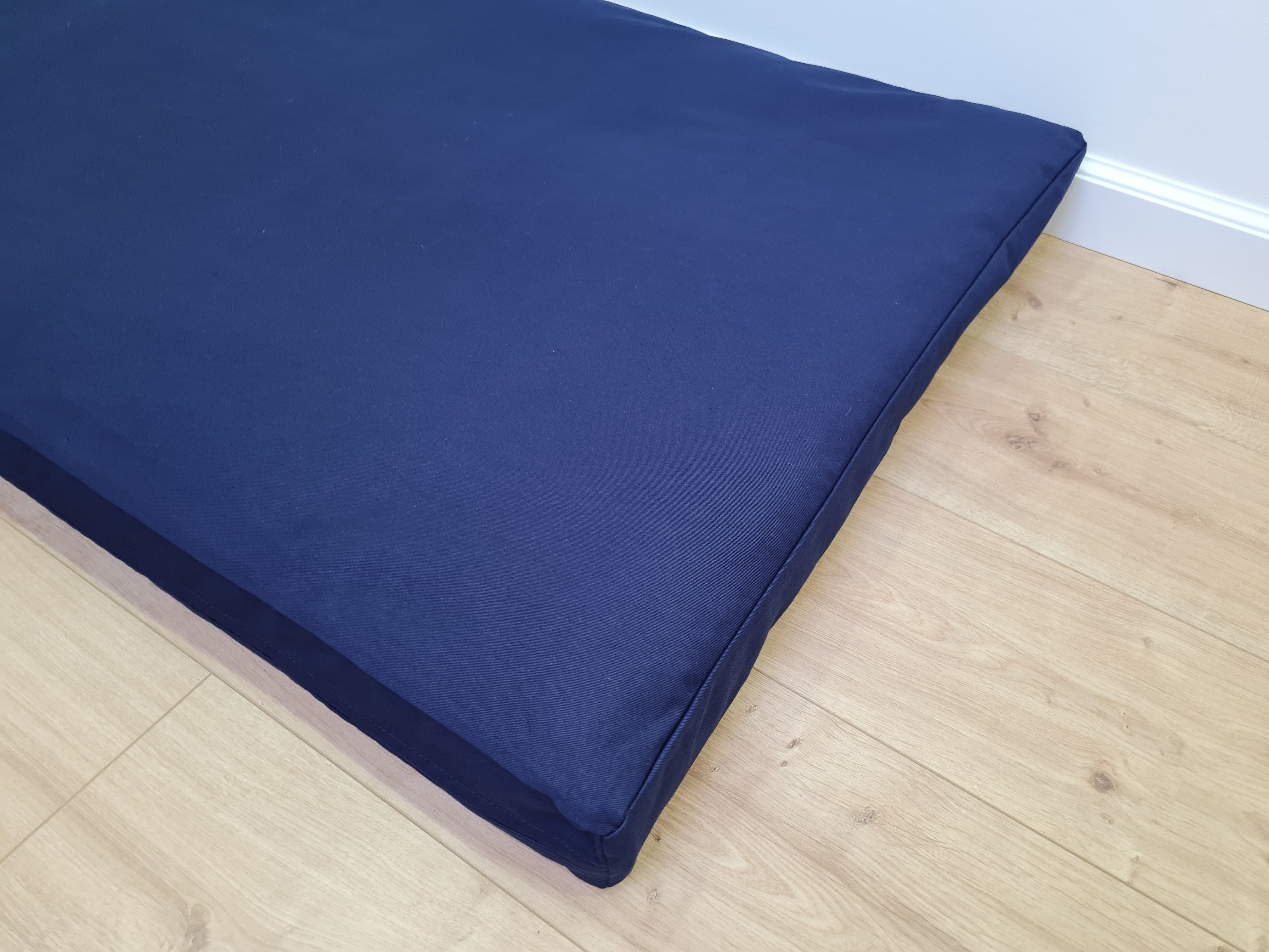 Cover with zipper for 3" (8 cm) shikibuton / topper Natural dark blue cotton Fabric Custom size