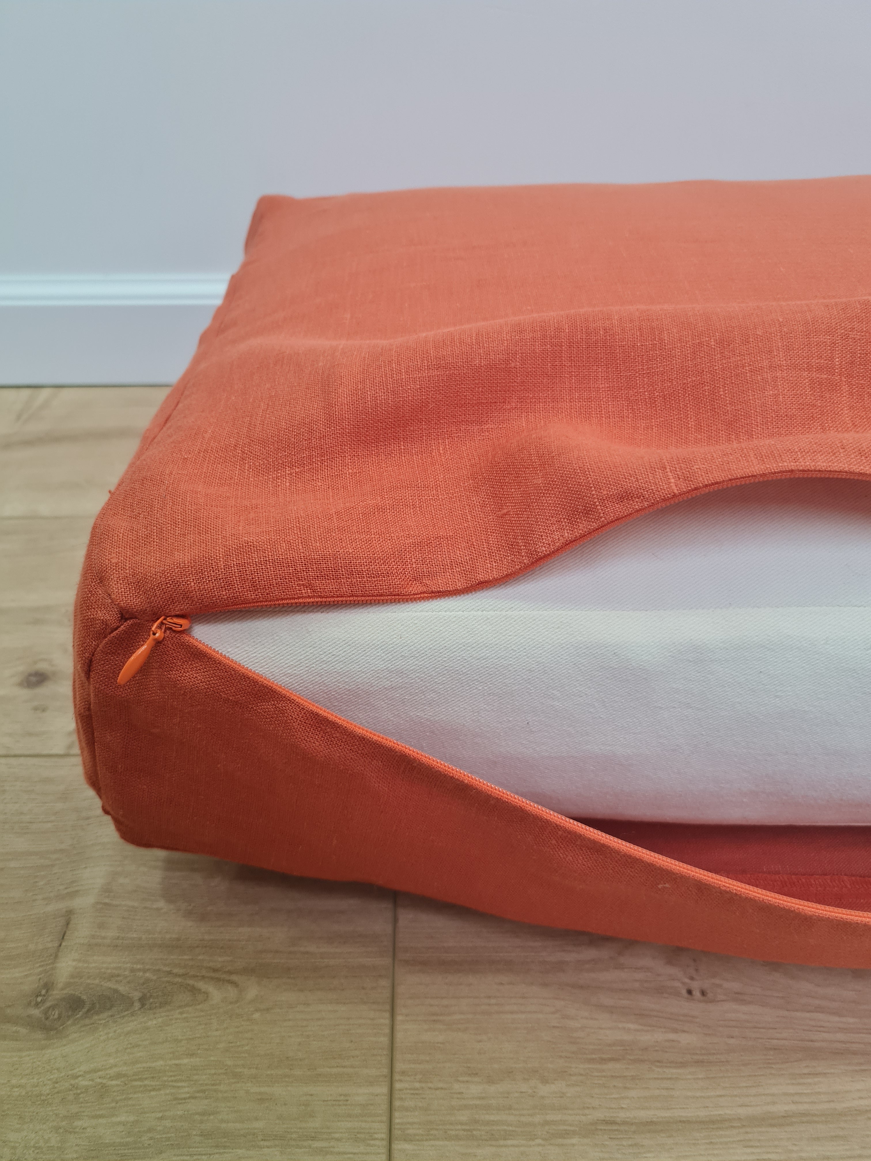 Hemp cushion with removable cover Hemp fiber filling in cotton fabric with linen cover Floor cushion custom made size