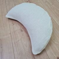 Linen meditation Cresсent cushion White filled with buckwheat hulls