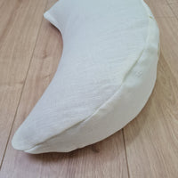 Linen meditation Cresсent cushion White filled with buckwheat hulls