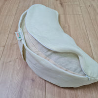 Linen meditation Cresсent cushion White filled with buckwheat hulls
