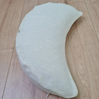 Linen meditation Cresсent cushion White filled with buckwheat hulls
