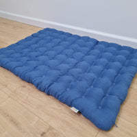 Floor cushion with Buckwheat hulls 23"x35" in blue linen/Meditation cushion for Yoga studio/ zabuton Organic Massage Natural Pillow seat