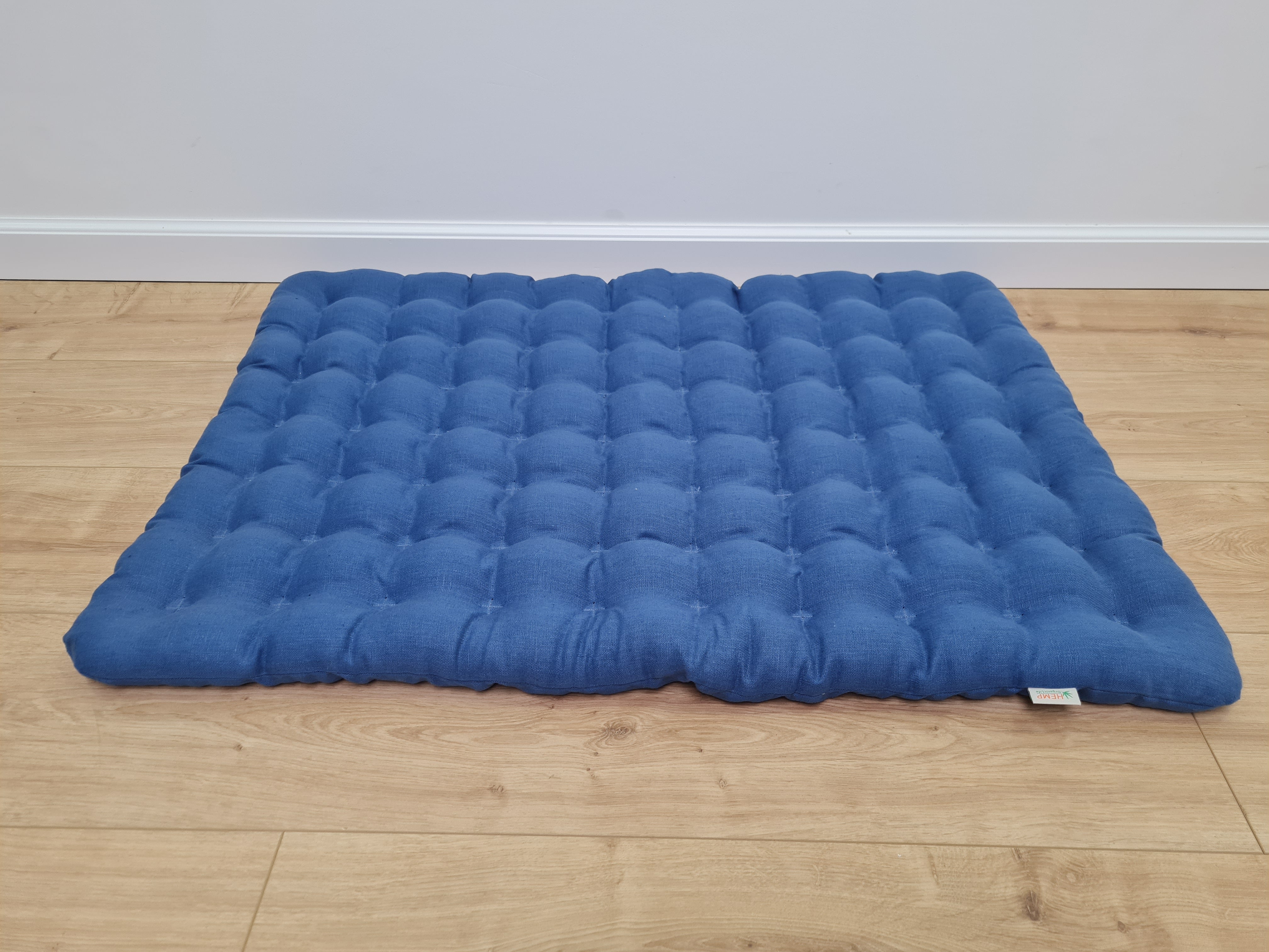 Floor cushion with Buckwheat hulls 23"x35" in blue linen/Meditation cushion for Yoga studio/ zabuton Organic Massage Natural Pillow seat