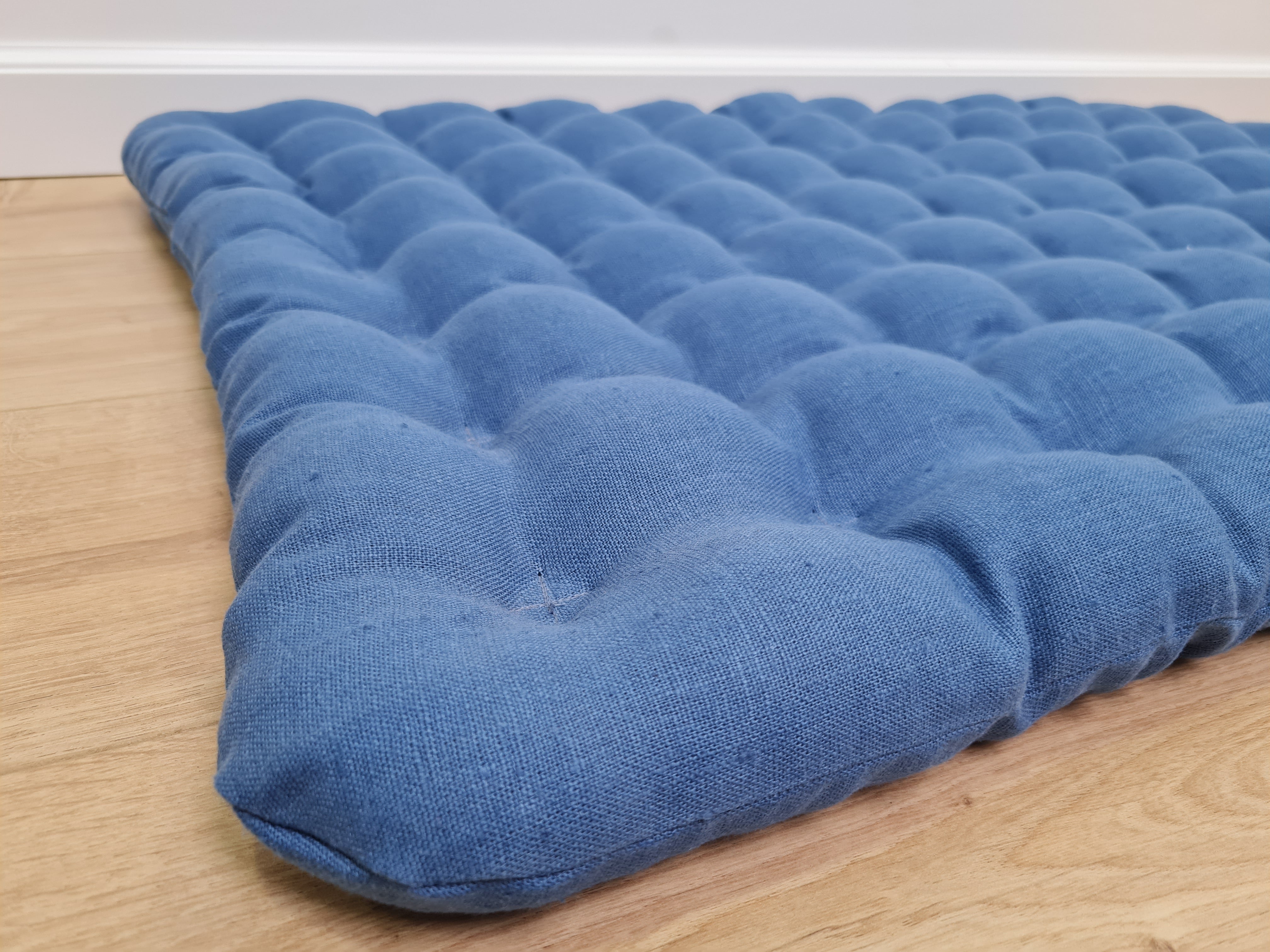 Floor cushion with Buckwheat hulls 23"x35" in blue linen/Meditation cushion for Yoga studio/ zabuton Organic Massage Natural Pillow seat
