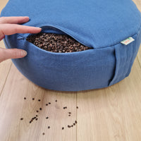Zafu Linen floor cushion with Buckwheat hulls /Organic Meditation cushion/buckwheat/ pillow seat/Meditation cushion for Yoga studio