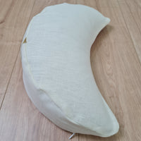 Linen meditation Cresсent cushion White filled with buckwheat hulls