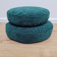Round Hemp Cushion with Removable Green Velvet Cotton Cover Hemp Fiber Filling in Italian velvet fabric Floor cushion pillow custom made