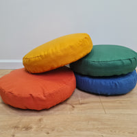 Round Hemp cushion with Linen removable Cover Hemp fiber filling in cotton fabric Cover in Linen fabric Floor cushion custom made size